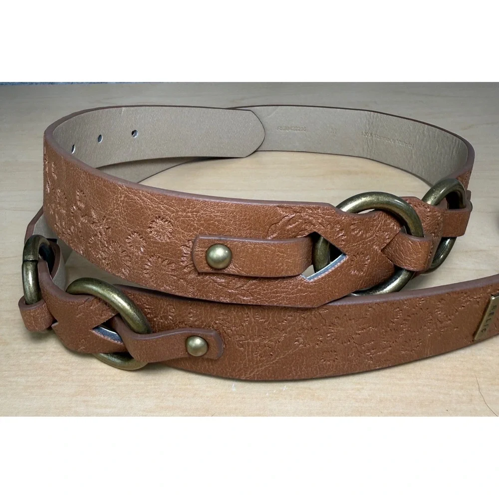 Relic Floral Embossed Belt Womens Medium Brown Faux Leather Western RLJ0422216
